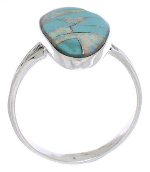 Opal Silver And Southwest Turquoise Ring Size 6-3/4 WX41630